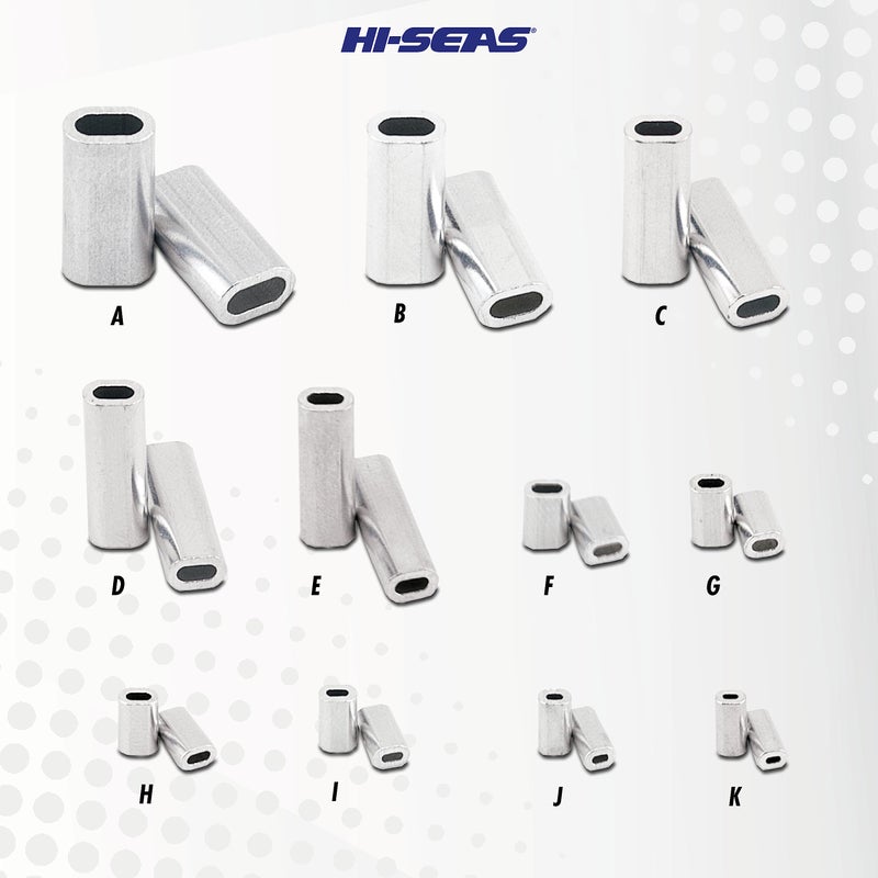 Hi-Seas أكمام ألومنيوم HI-SEAS Grand Slam، قطر داخلي 2.3 مم، تستخدم مع خط صيد أحادي بوزن 400 رطل، 15 قطعة - Image 4